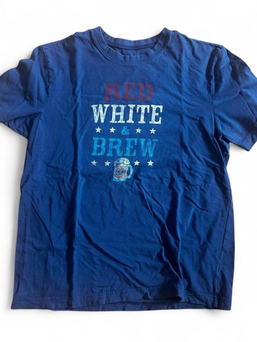 Life is Good blue Red White & Brew buttery soft cotton summer T-shirt Sz L